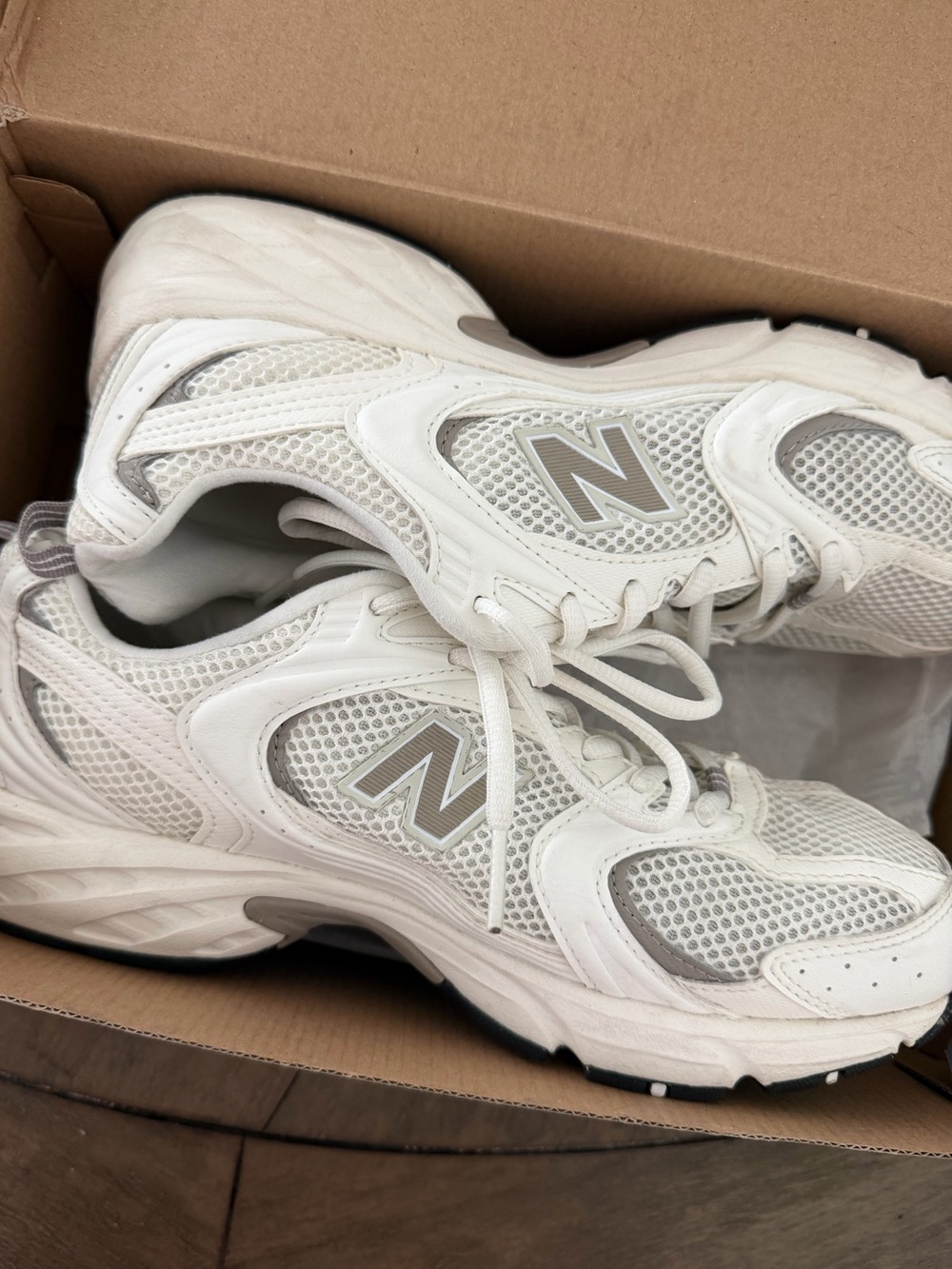 New Balance Women’s White and Gray Athletic Mesh Sneakers